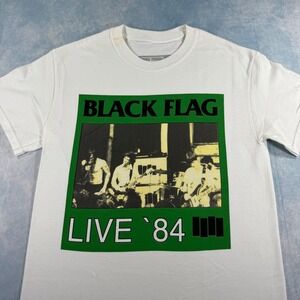 SST Records Black Flag Graphic T-Shirt Mens Small White Good Live 84 Punk Tee